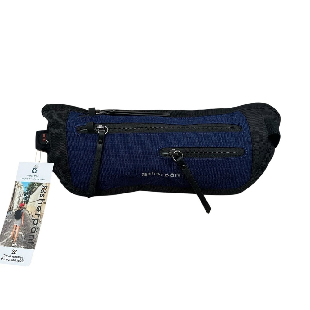 Sherpani Unisex Jett Waist Fanny Pack Indigo Blue Black RFID-blocking Protection